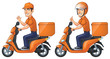 Courier Boy Rides Scooter,vector EPS 10