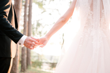 Man and woman hold hands close up