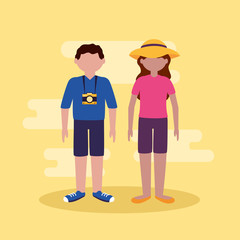 Sticker - people and travel flat design