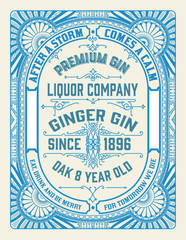 Vintage Gin label template. Vector layered