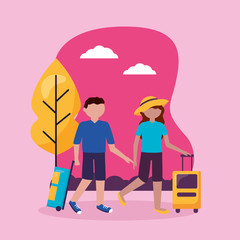 Sticker - people and travel flat design