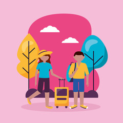 Sticker - people and travel flat design