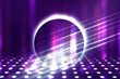 © Laura Сrazy - Empty background scene. Ultraviolet light, bokeh, blurred rays. Rays of neon light in the dark, neon figures, smoke. Background of empty stage show. Abstract dark background.