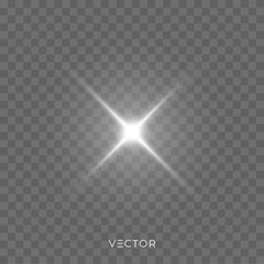 Wall Mural - star light shine, bright spark rays with lens flare effect. vector christmas glitter and shiny spark
