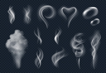 Wall Mural - steam realistic. tobacco smoke steaming cloud from hot food vector isolated. illustration of steam s