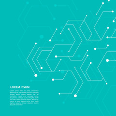 Fototapete - Abstract hexagon connect pattern on green background