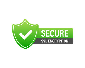 secure connection icon vector illustration isolated on white background, flat style secured ssl shie
