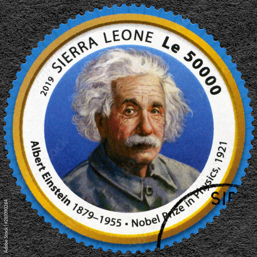 Платно  SIERRA LEONE - 2019: shows Albert Einstein (1879-1955), physicist, series Nobel