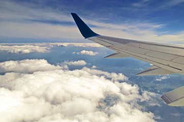 The view from the plane of the cloud over Italy, Europe