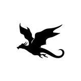 Fototapeta Koty - Head dragon flat color logo template vector illustration