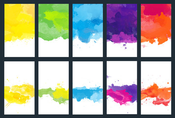 Wall Mural - Big set of bright vector colorful watercolor background for poster, brochure or flyer