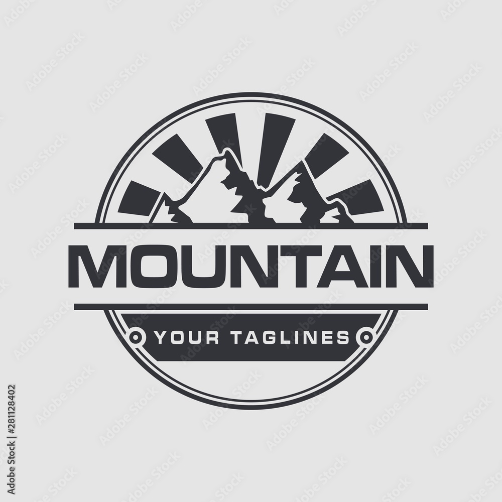 vector logo of mountain scenery with vintage style Stock Vector | Adobe ...