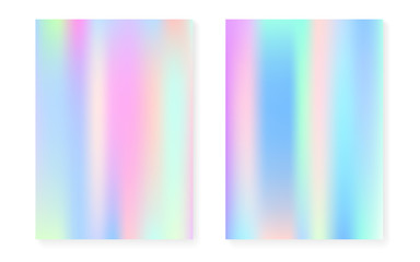 Wall Mural - hologram gradient background set with holographic cover. 90s, 80s retro style. pearlescent graphic t