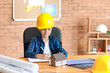 © Pixel-Shot - Cute little architect working in office
