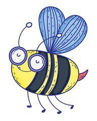 Sticker - Isolated bee draw cartoon design vector illustration