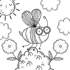 Sticker - Isolated bee draw cartoon design