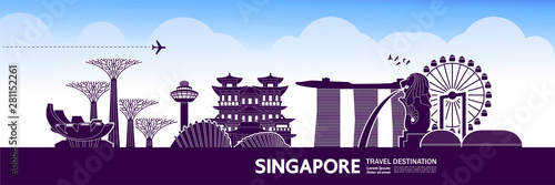 Singapore travel destination grand vector illustration. Canvas Print