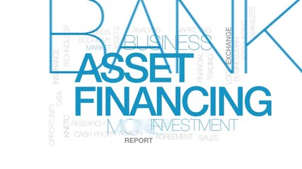 Poster - Asset financing animated word cloud. Kinetic typography.