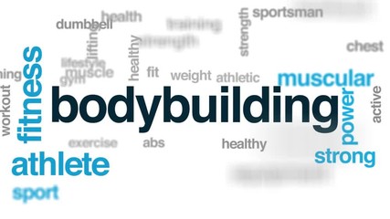 Poster - Bodybuilding animated word cloud. Kinetic typography.