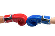© Leo Lintang - Hands of two men with blue and red boxing gloves bumped their fists