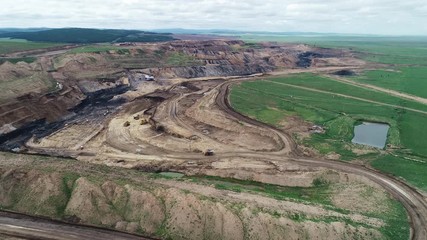 Wall Mural - coal mining open pit mine aerial black