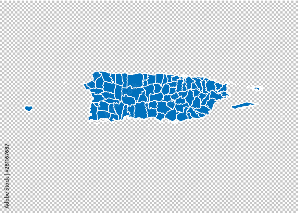 Pr County Map puerto Rico map - High detailed blue map with counties/regions/states ...