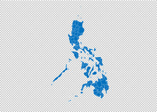 Philippines Map - High Detailed Blue Map With Counties/regions/states Of Philippines. Philippines Map Isolated On Transparent Background.
