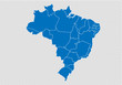 brazil map - High detailed blue map with counties/regions/states of brazil. brazil map isolated on transparent background.