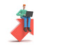 © Jane - A man working growth direction. Concept business illustration, Leader, Arrows, Reverse trend.3d rendering,conceptual image.