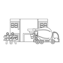 Wall Mural - construction architectural engineering work cartoon in black and white