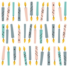 Candles, hand drawn seamless pattern. Colorful background vector. Decorative cute wallpaper, good for printing. Overlapping backdrop design