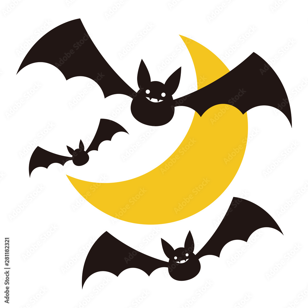ハロウィン コウモリ 月 星 ベクター イラスト Animal Wall Mural Anim みやもとかずみ