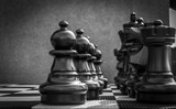 Fototapeta  - Szachy, warcaby , figury na szachownicy