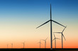wind turbines in country,beautiful gradient of dawn colors background, clear sky