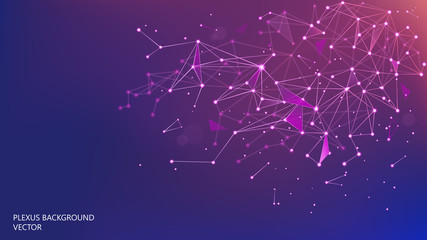 Wall Mural - vector. blue-purple polygonal plexus background. neural network. abstract futuristic 3d image. scien