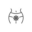 Women intimate hygiene line icon. Female body with flower linear style sign for mobile concept and web design. Menstrual cycle outline vector icon. Symbol, logo illustration. Vector graphics