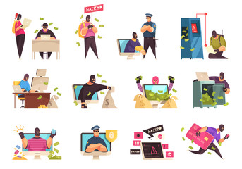 Wall Mural - hacker icon set