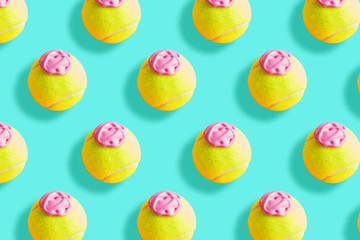 Wall Mural - Tennis ball pattern with pink paint