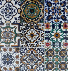 Naklejka na meble Vintage portuguese azulejo ceramic tilework. Traditional ornate portuguese decorative tiles azulejos