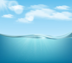 Poster - Water vector wave with bubbles of air. Vector illustration