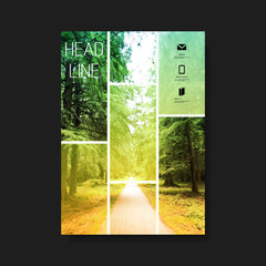 Wall Mural -      Modern Style Tiled Flyer or Cover Design for Your Business with Forest Image - Applicable for Reports, Presentations, Placards, Posters, Travel Guides 