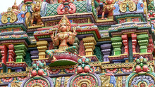 BANGKOK, THAILAND- JUNE, 21, 2017: Close Up Of A Statue Of A Four Armed Hindu God At Sri Maha Mariamman Temple