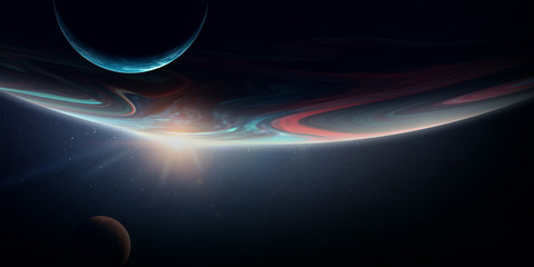 Wall Mural - Abstract planets and space background