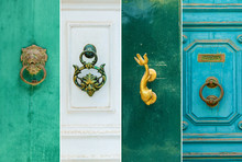 Collage Texture Of Wooden Doors In Malta