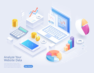 Wall Mural - analyze website application development vector isometric illustrations..