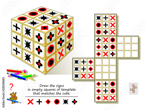 Logic Puzzle Game For Smartest Draw The Signs In Empty Squares Of