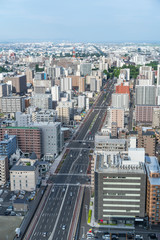 Sticker - city skyline aerial view of Sendai in Japan