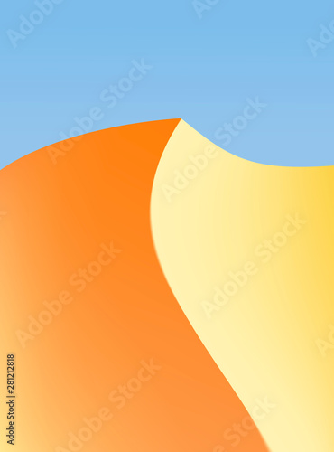 Desert background with solitude dune and open sky.