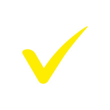 Vector Illustration Yellow Tick In Isometric. 3d View. On A White Background