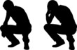 silhouettes of worried men crouching